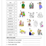 Vocabulary Matching Worksheet Elementary Family English