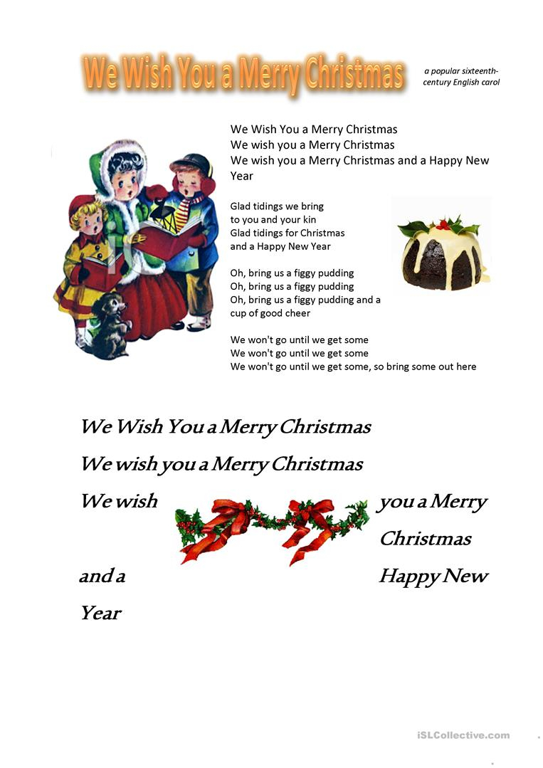 We Wish You A Merry Christmas - English Esl Worksheets For