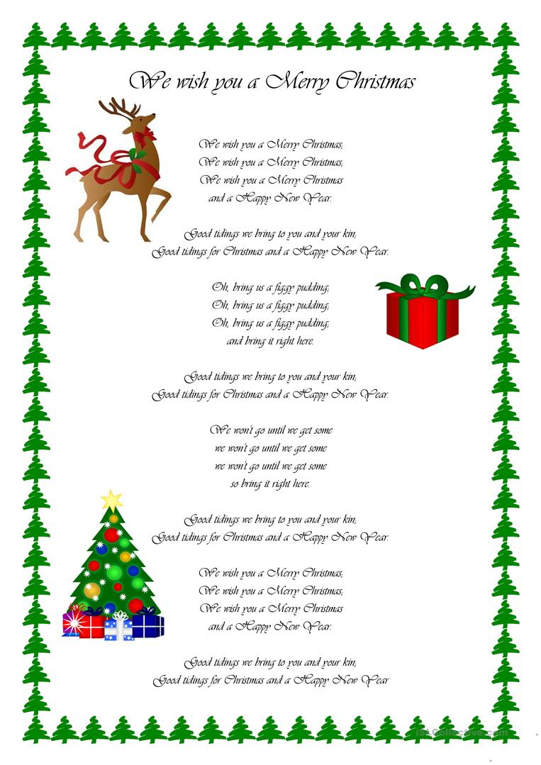 We Wish You A Merry Christmas - English Esl Worksheets For