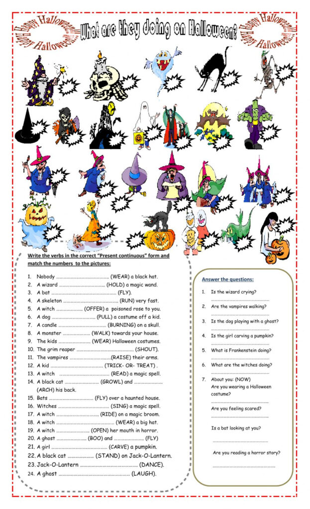 What Are They Doing On Halloween? Worksheet