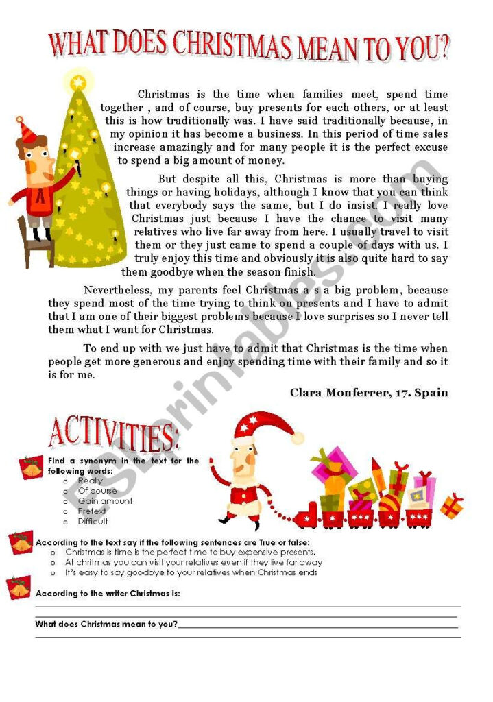 What Does Christmas Mean To You?   Esl Worksheetstupendam