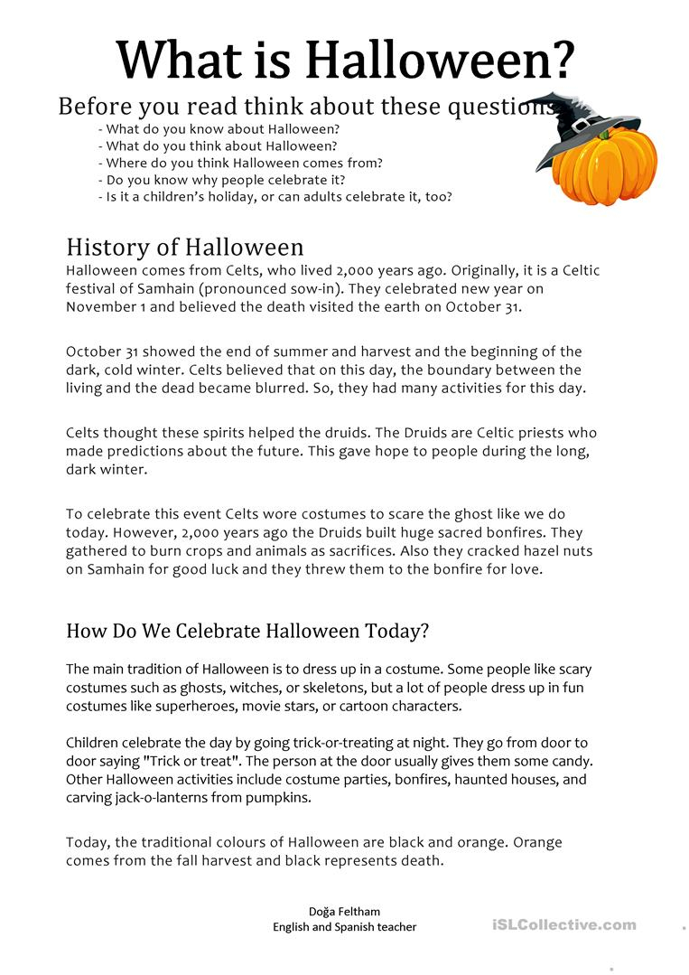 What Is Halloween? - English Esl Worksheets For Distance