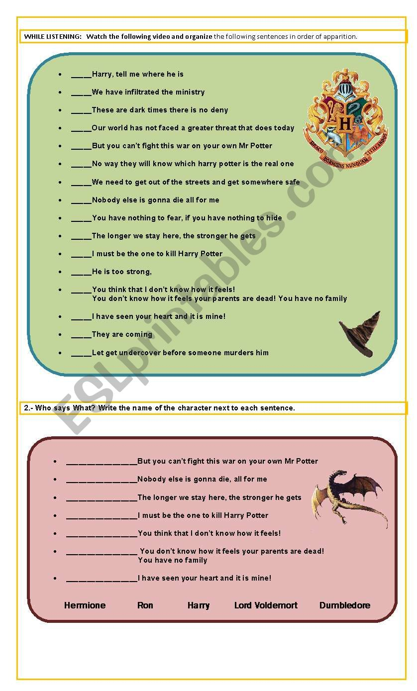 While Listening - Harry Potter And The Deathly Hallows - Esl