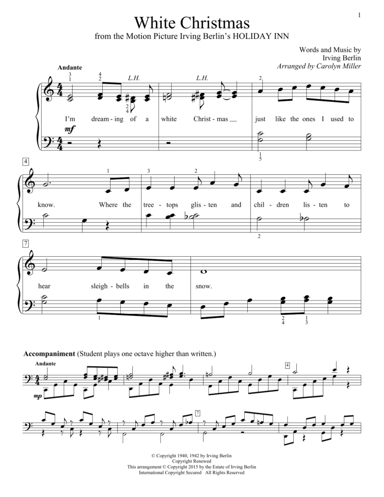 White Christmas (Educational Piano)   Print Sheet Music Now