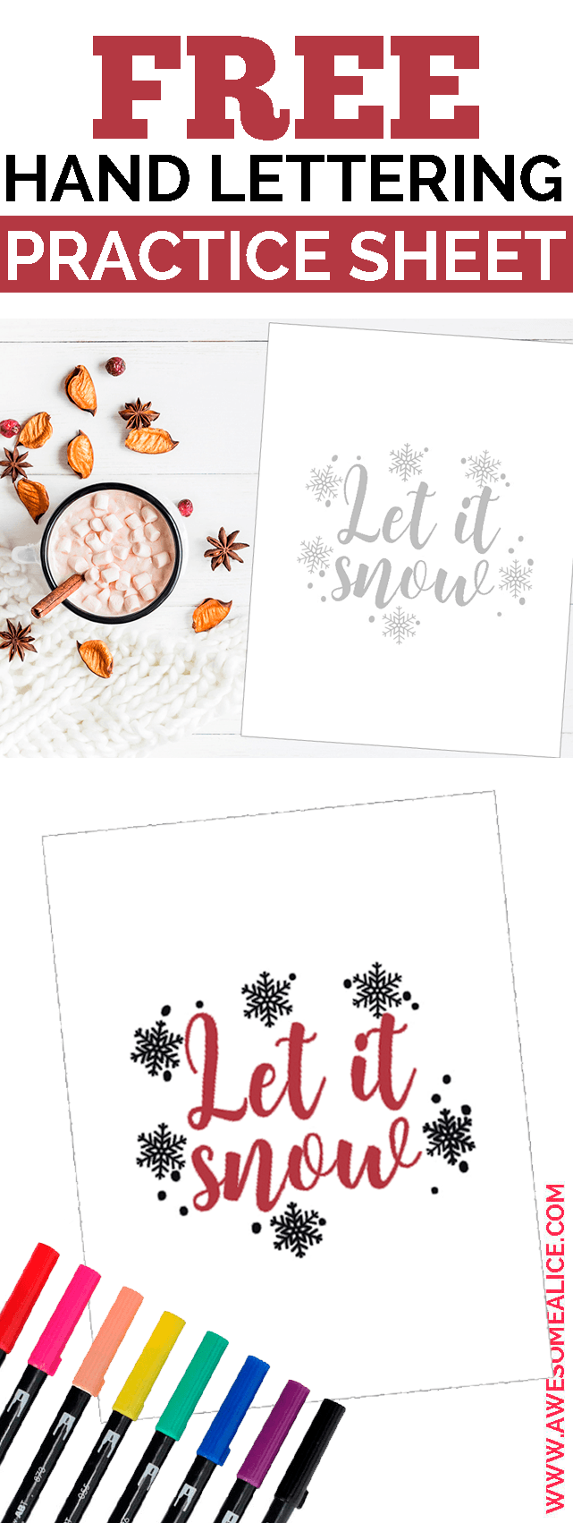 Winter Themed Brush Lettering Worksheet You Need To Practice
