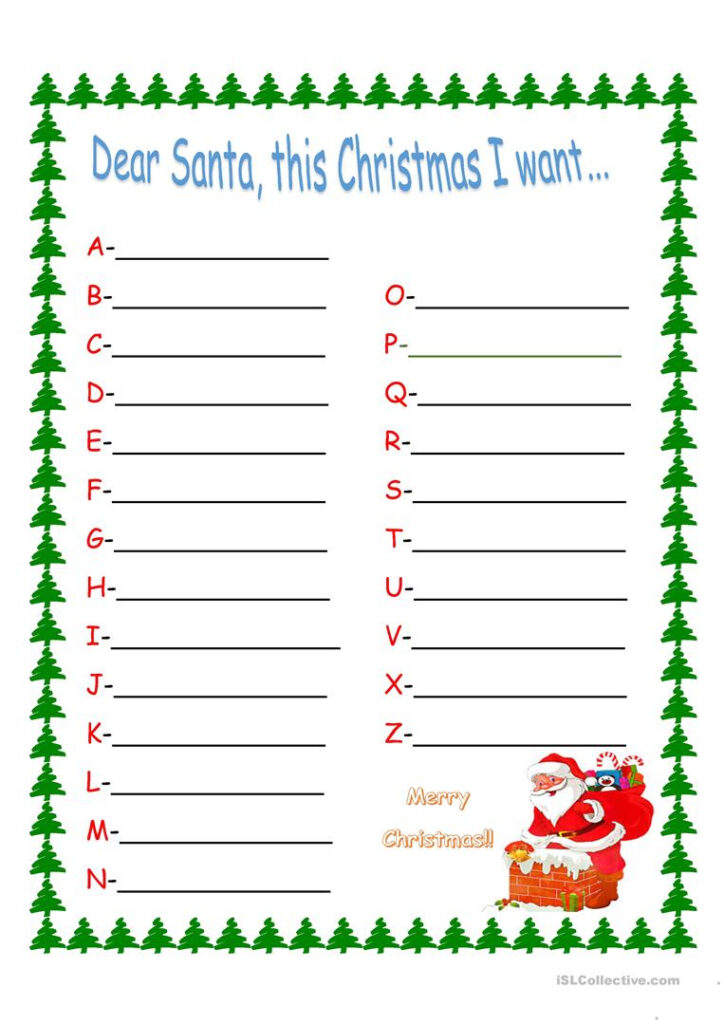 Wish List To Santa Claus   English Esl Worksheets For