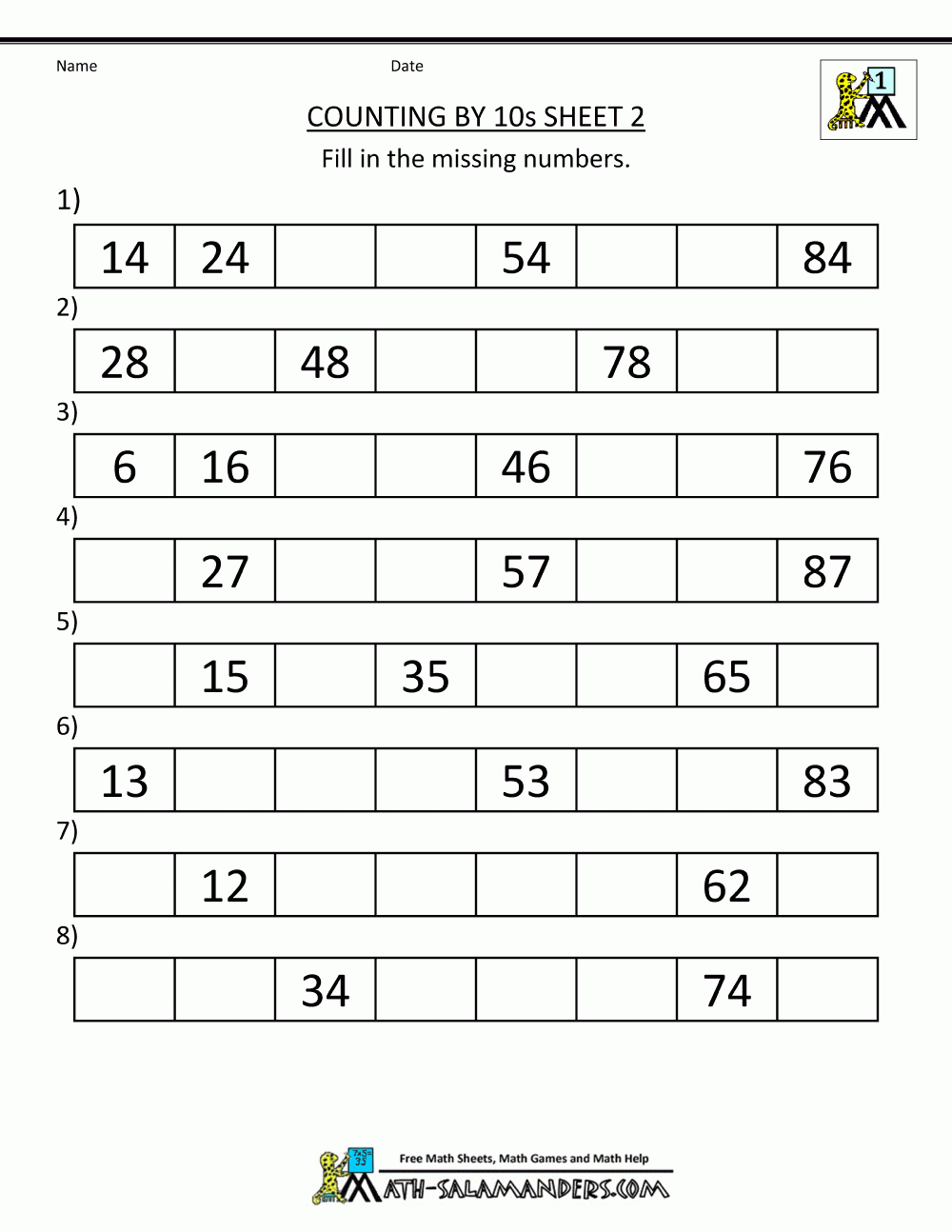 Worksheet ~ 1St Grade Math Worksheets Counting Bys 5S And0S