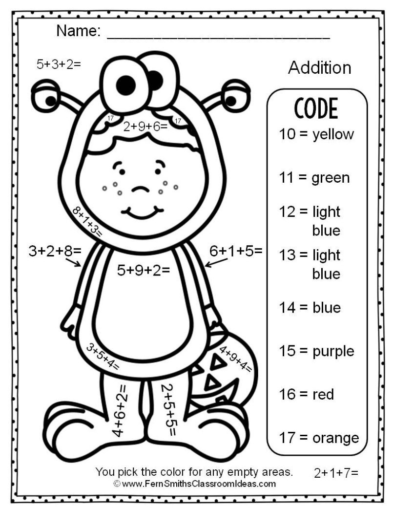 Worksheet ~ 1St Gradeddition Worksheets Colornumber