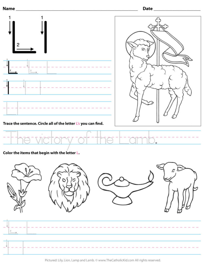 Worksheet ~ Catholic Alphabet Letter Lksheet Preschool In Letter L Worksheets For Kindergarten