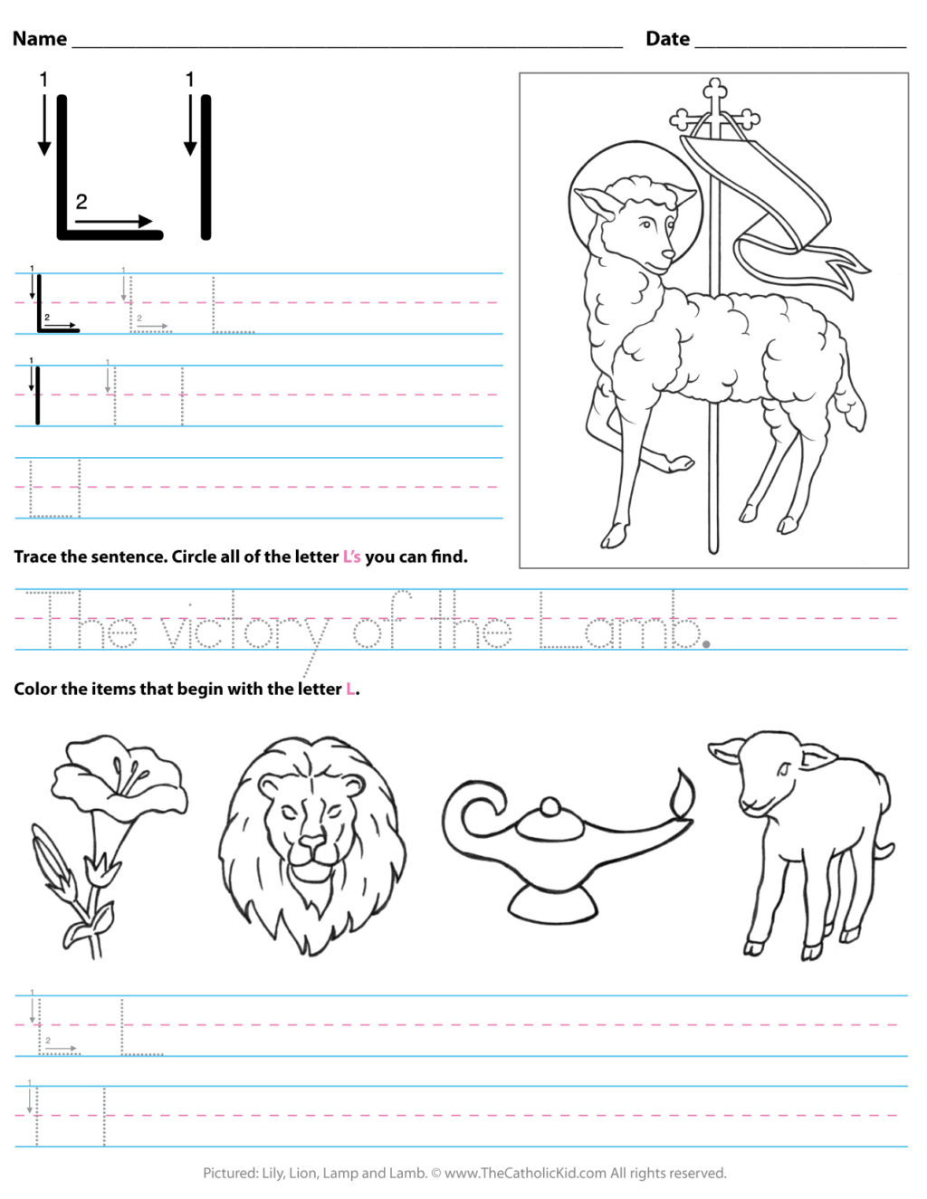 Worksheet ~ Catholic Alphabet Letter Lksheet Preschool in Letter L Worksheets For Kindergarten