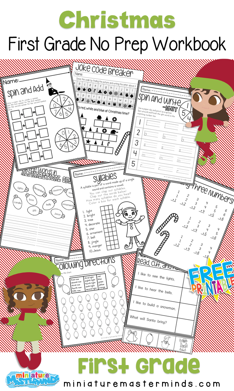 Worksheet ~ Christmas First Grade No Prep Work Online For