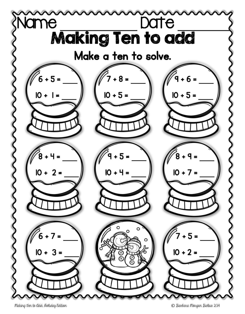 Worksheet ~ Christmas Math Making Ten To Mega Holiday