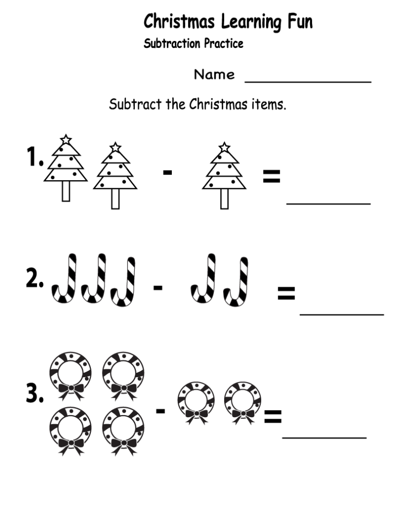 Worksheet ~ Christmas Subtraction 1St Grade