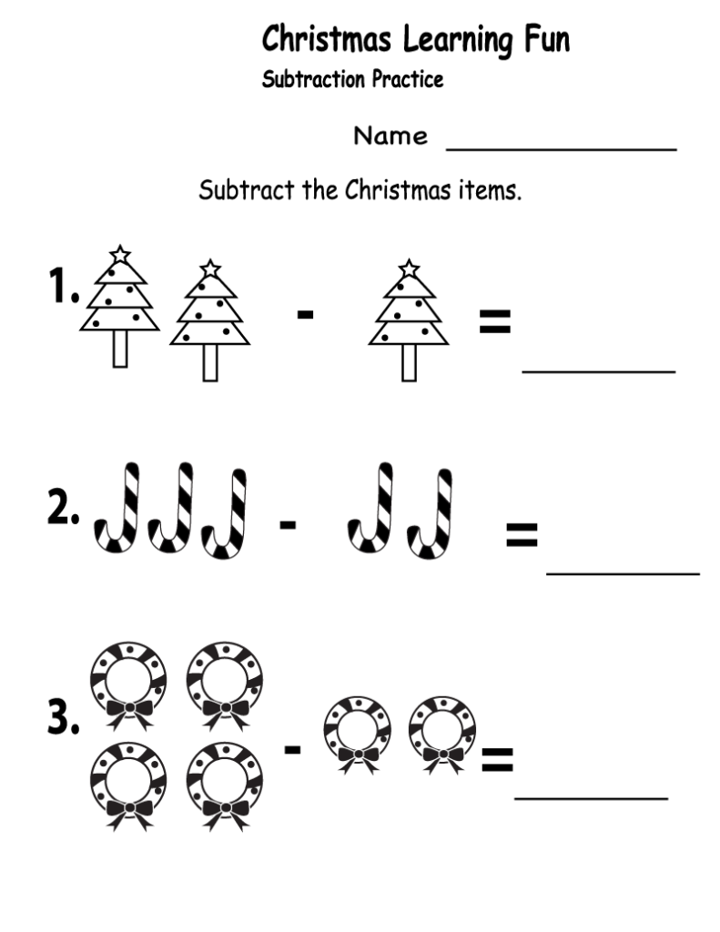 Worksheet ~ Christmas Subtraction 1St Grade Maths Best