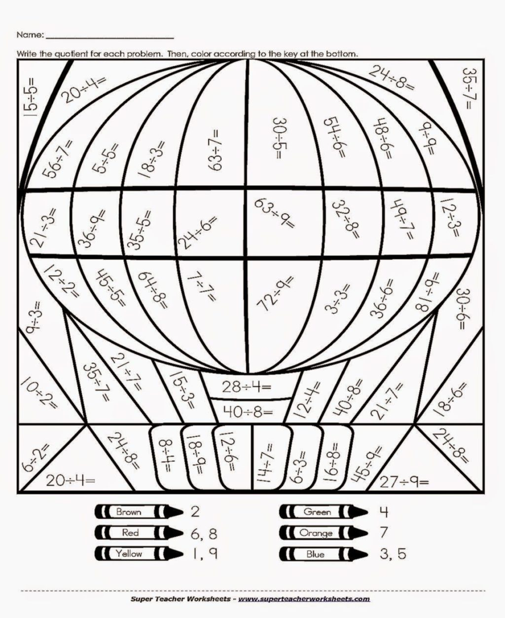 Worksheet ~ Division Colornumber Worksheets