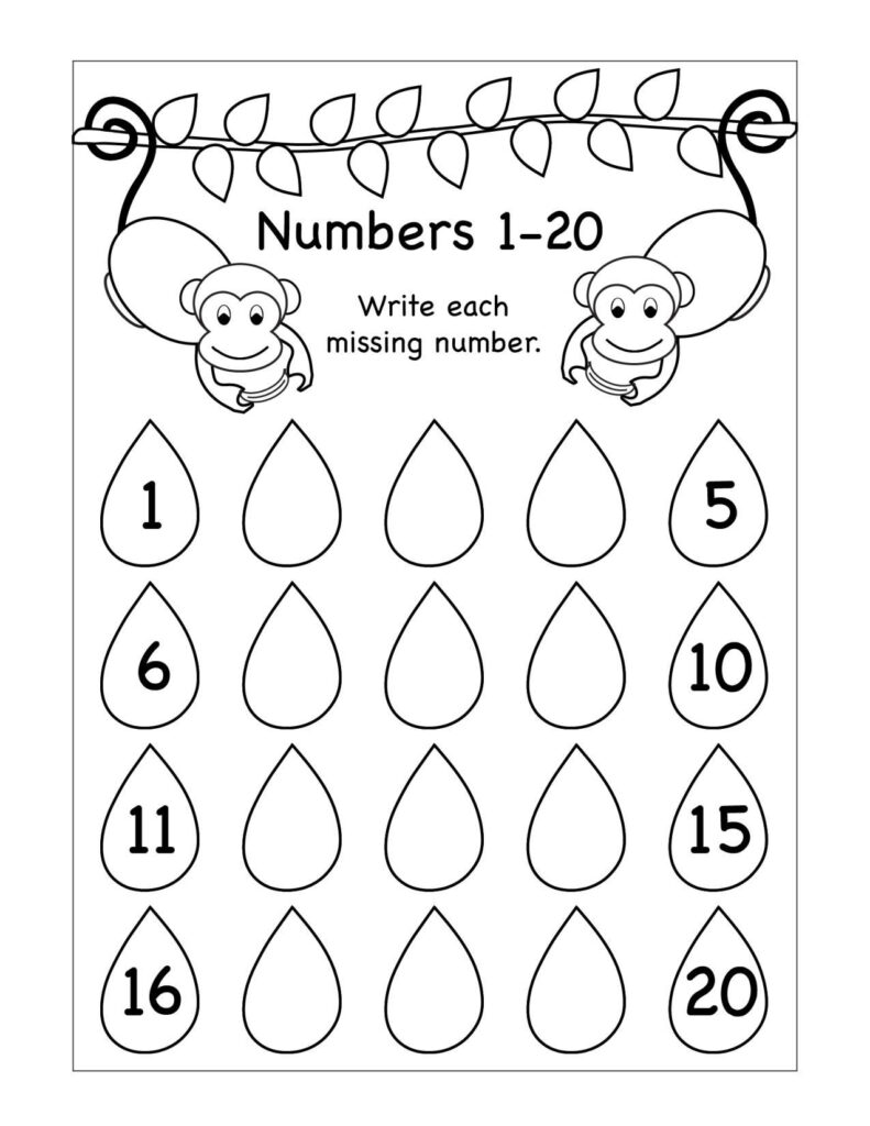 Worksheet For Kindergarten Missing Numbers Printable Count