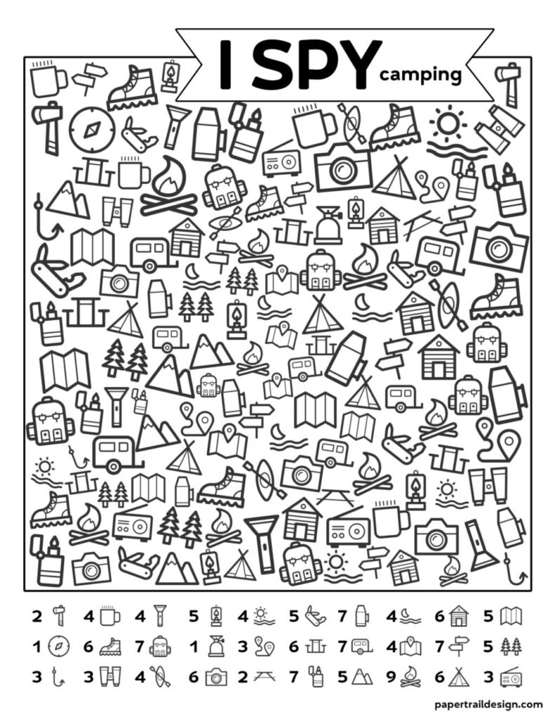 Worksheet ~ Freetable I Spy Camping Kids Activity Paper