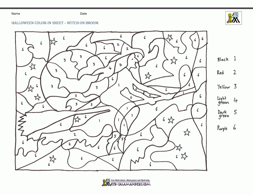 Worksheet ~ Halloween Colornumber Addition Coloring