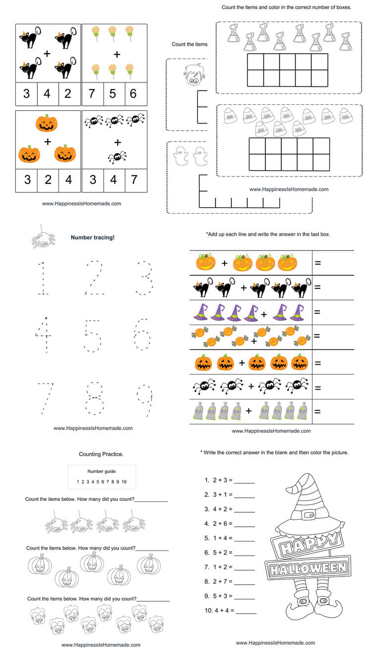 Worksheet ~ Halloween Mathets Printable Pack Kindergarten