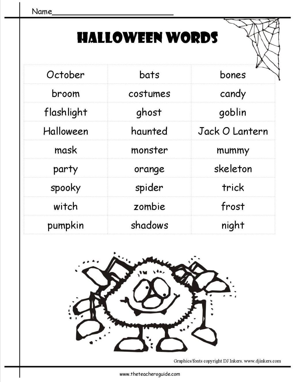 Worksheet ~ Halloween Printouts From The Teacher Printable