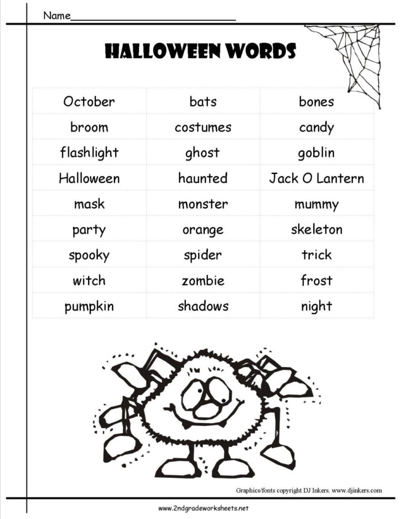 Worksheet ~ Halloweenwordlist Incredibleee First Grade