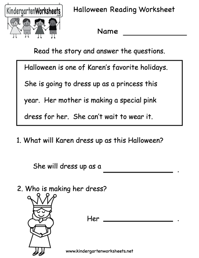 Worksheet ~ Kindergarten Halloween Reading Worksheetntable