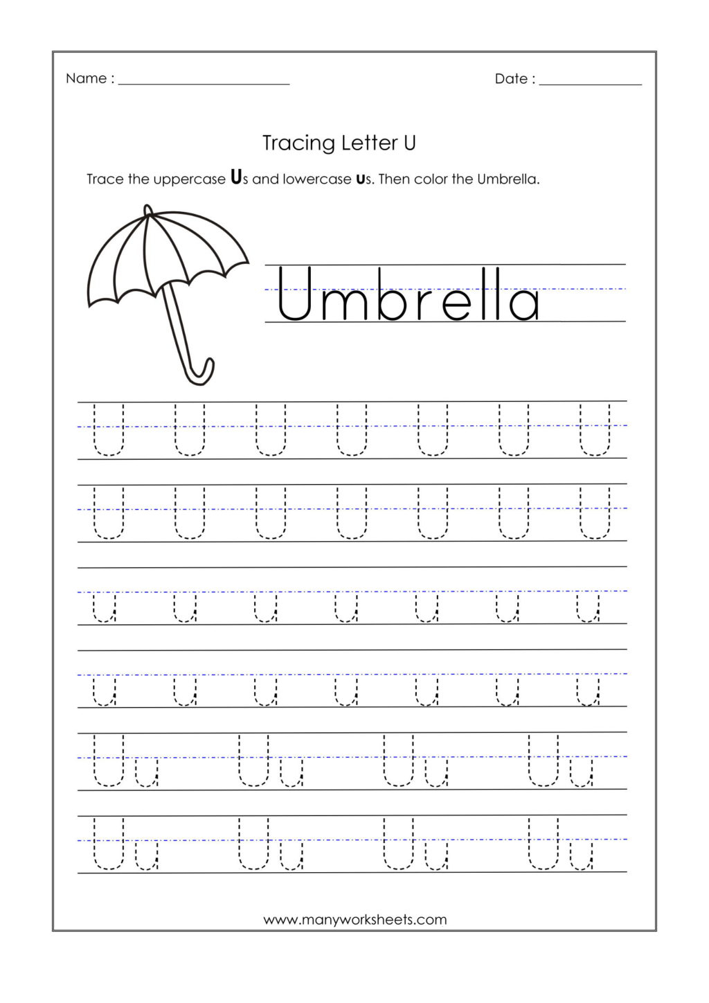 Worksheet ~ Letter U Worksheets For Kindergarten Trace intended for Letter U Worksheets For Toddlers