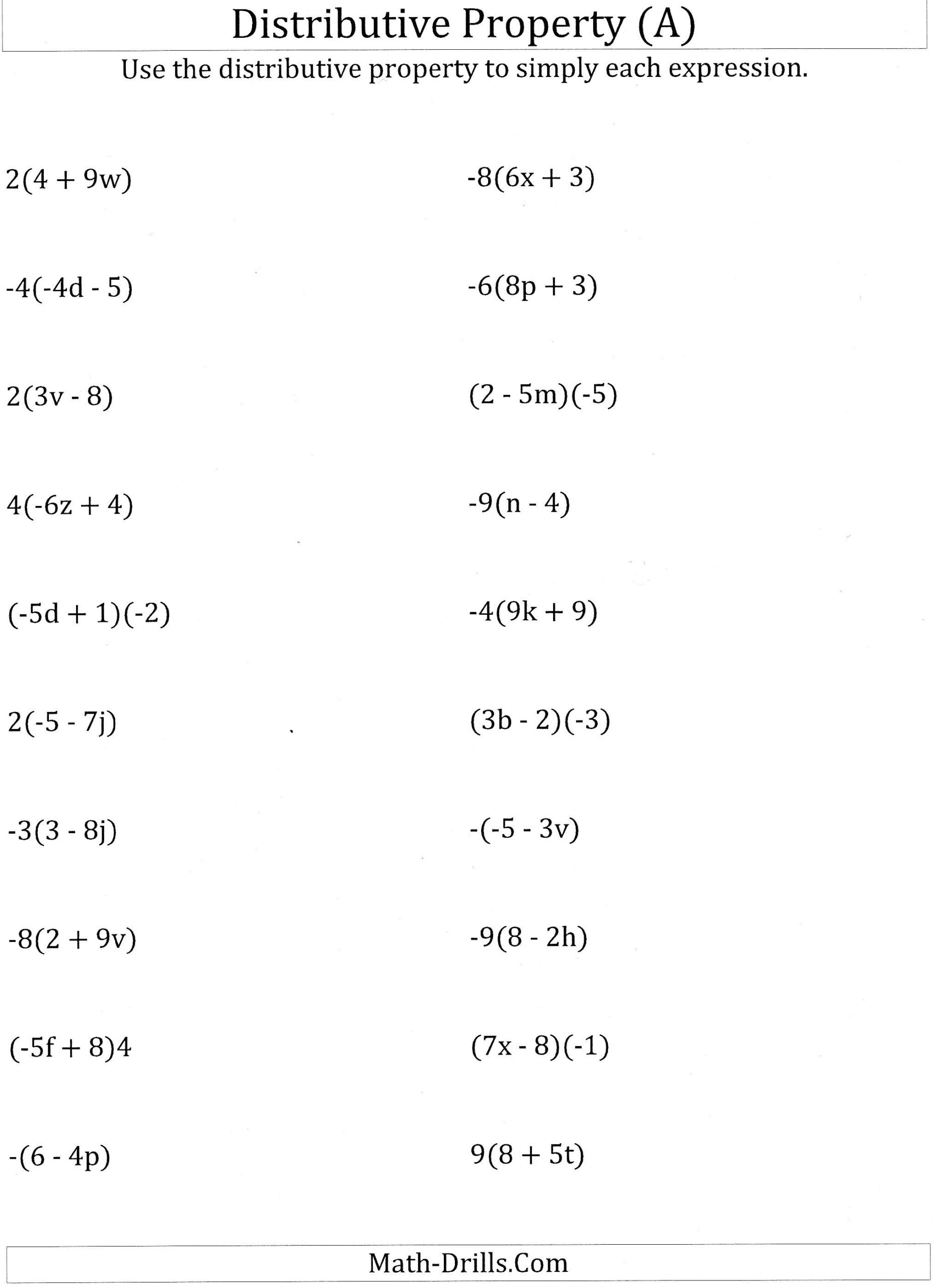 Worksheet Math Worksheets Distributive Property Using Grade