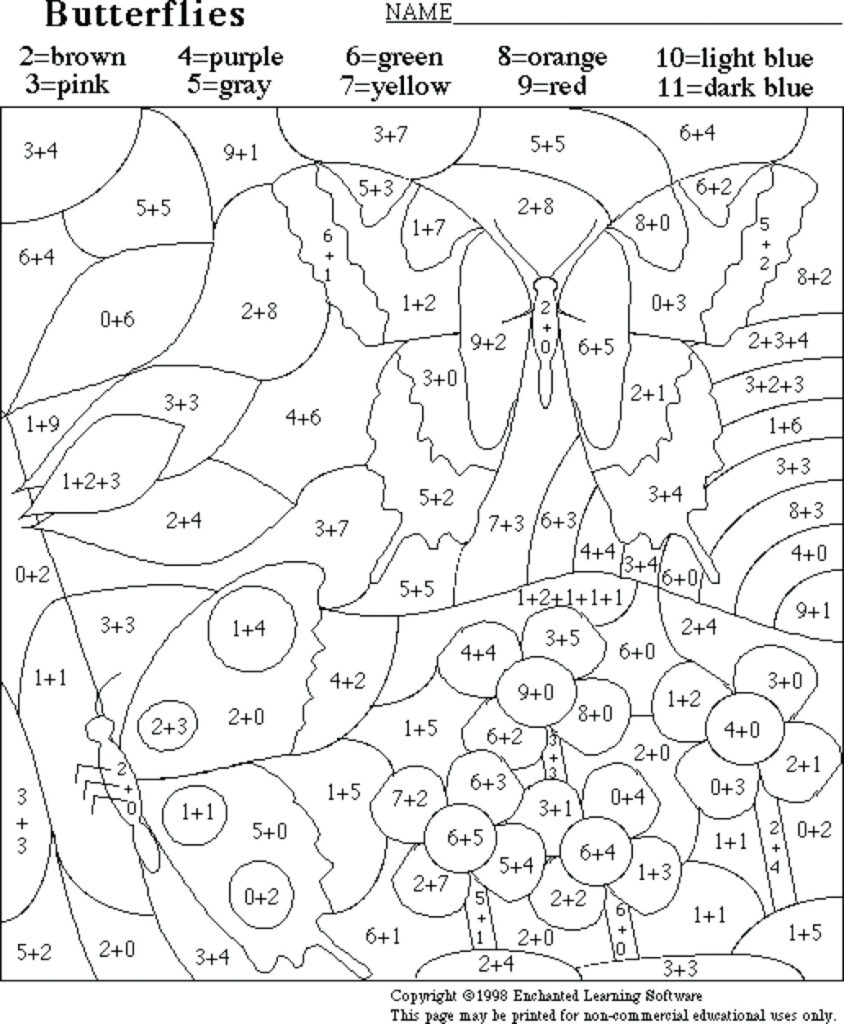 Worksheet ~ Maths Calculated Colouring Worksheets Printable