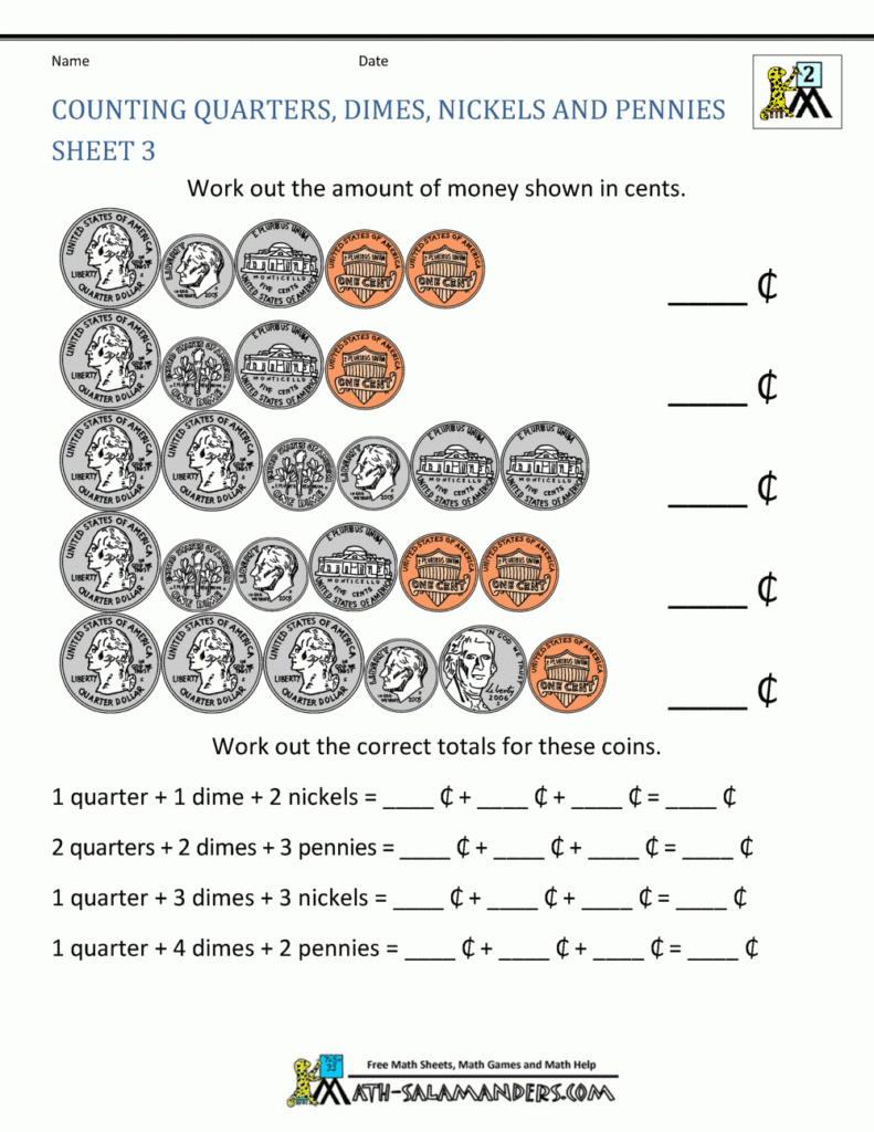 Worksheet ~ Money Worksheets For Kids 2Nd Grade Printable