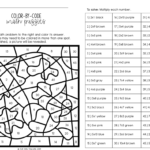 Worksheet ~ Multiplication Facts Colornumber Code The