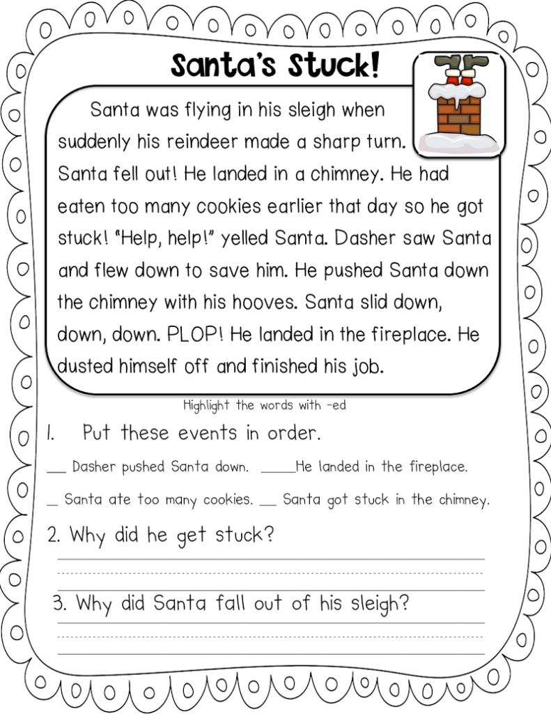 Worksheet ~ Page With Images Christmas Reading Passages