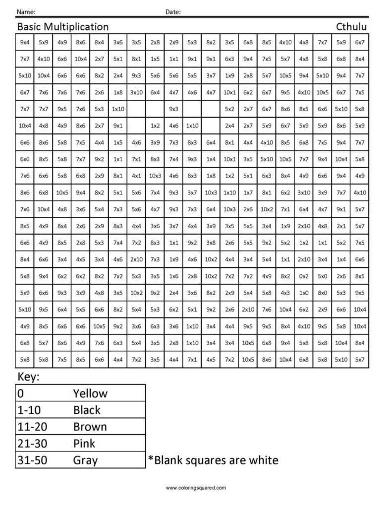 Worksheet ~ Remarkable Halloween Multiplicationoring