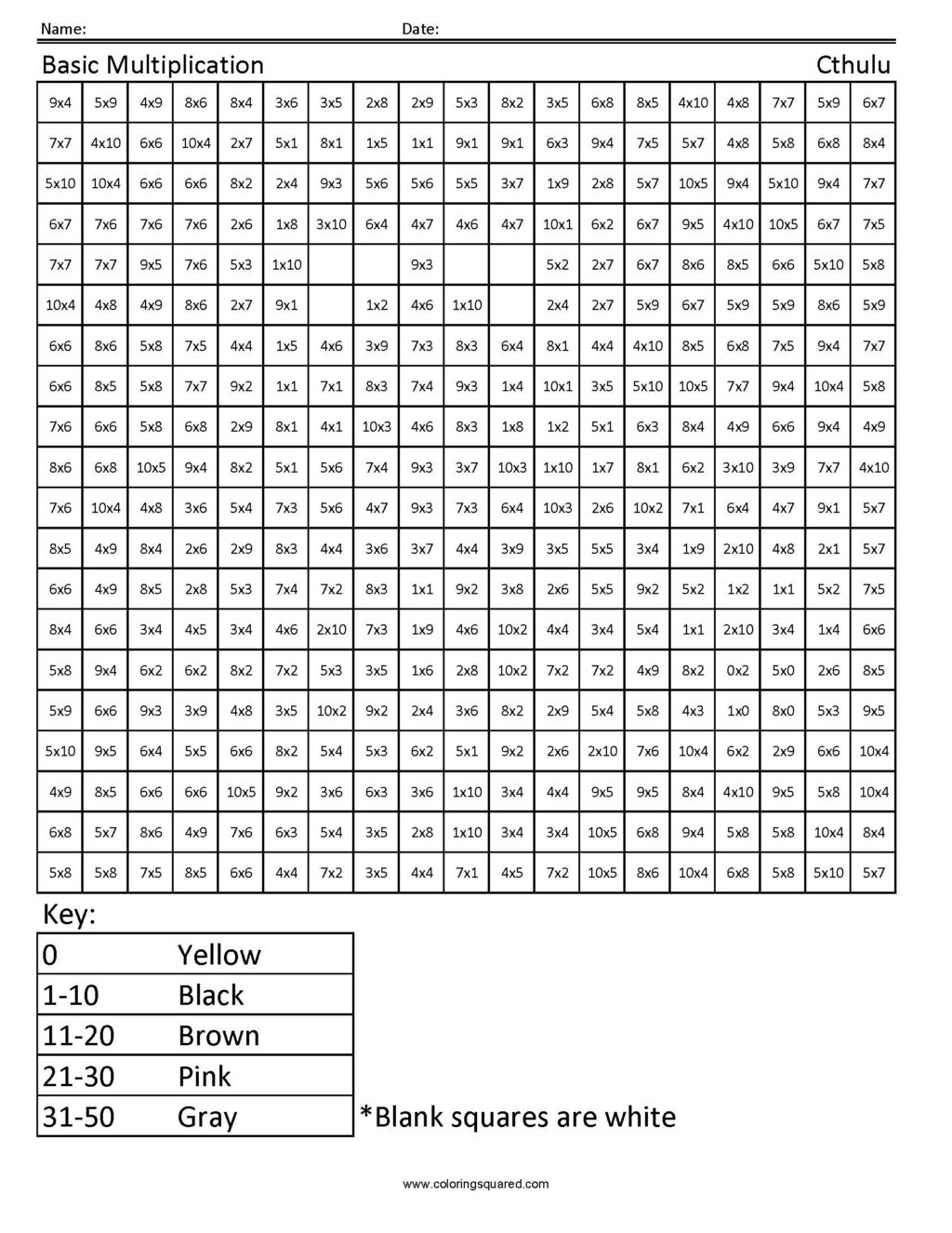 Worksheet ~ Remarkable Halloween Multiplicationoring