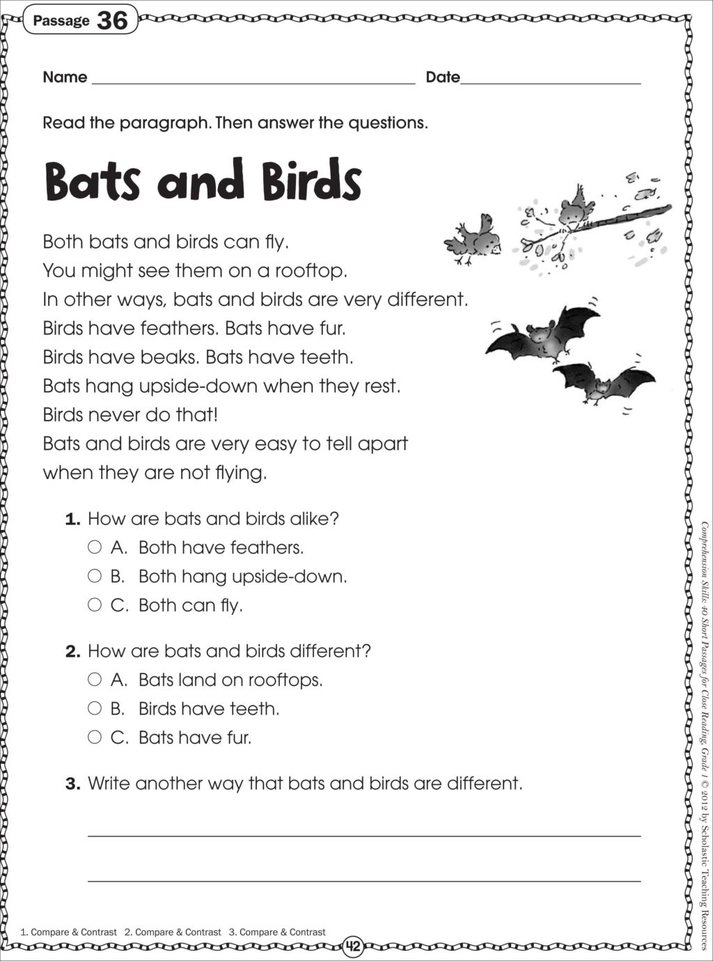 Worksheet ~ Second Grade Reading Comprehension Passages And