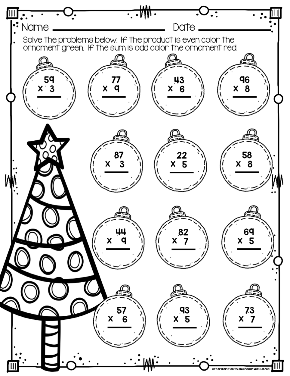 3rd Grade Christmas Subtraction Worksheets