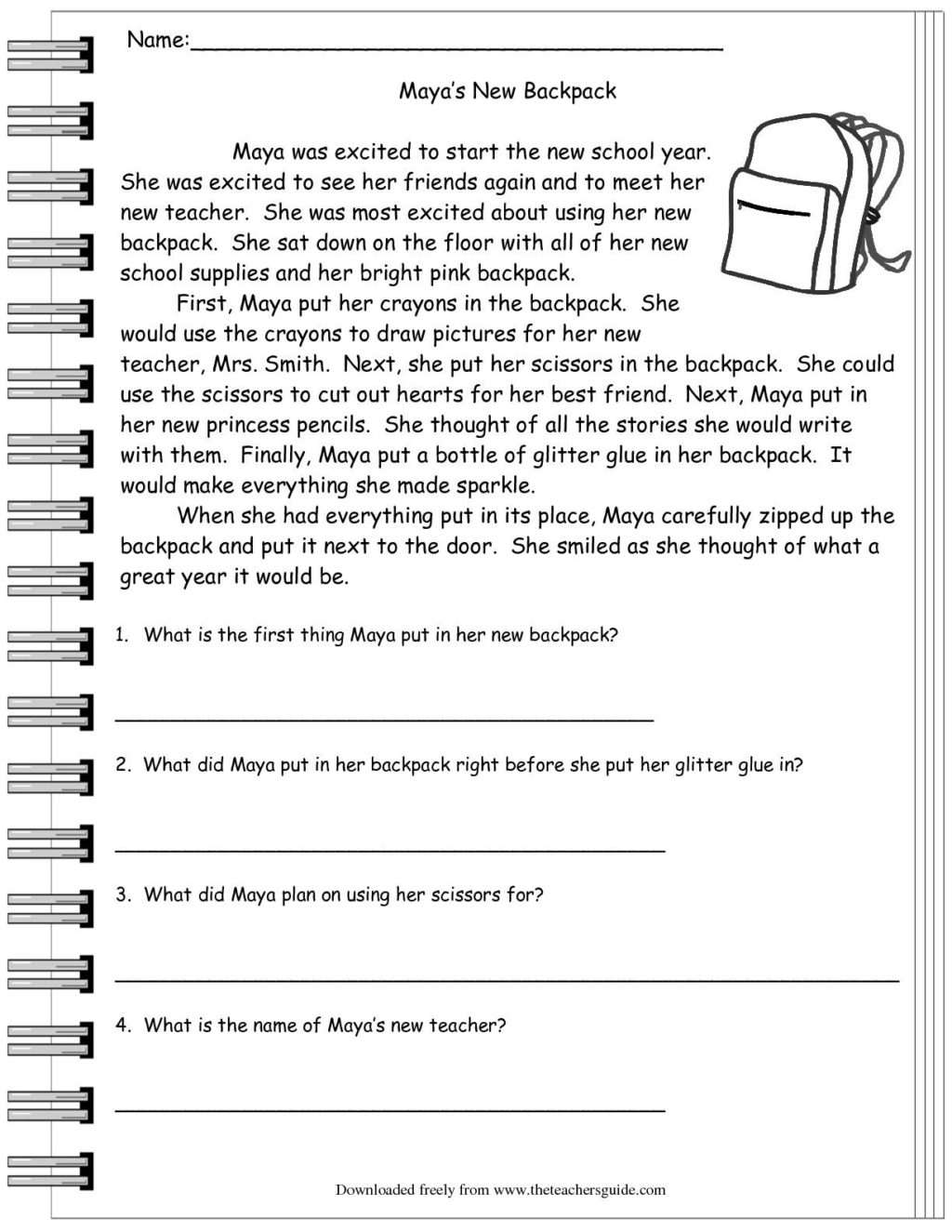 Worksheet ~ Third Grade Reading Comprehensions Stunning