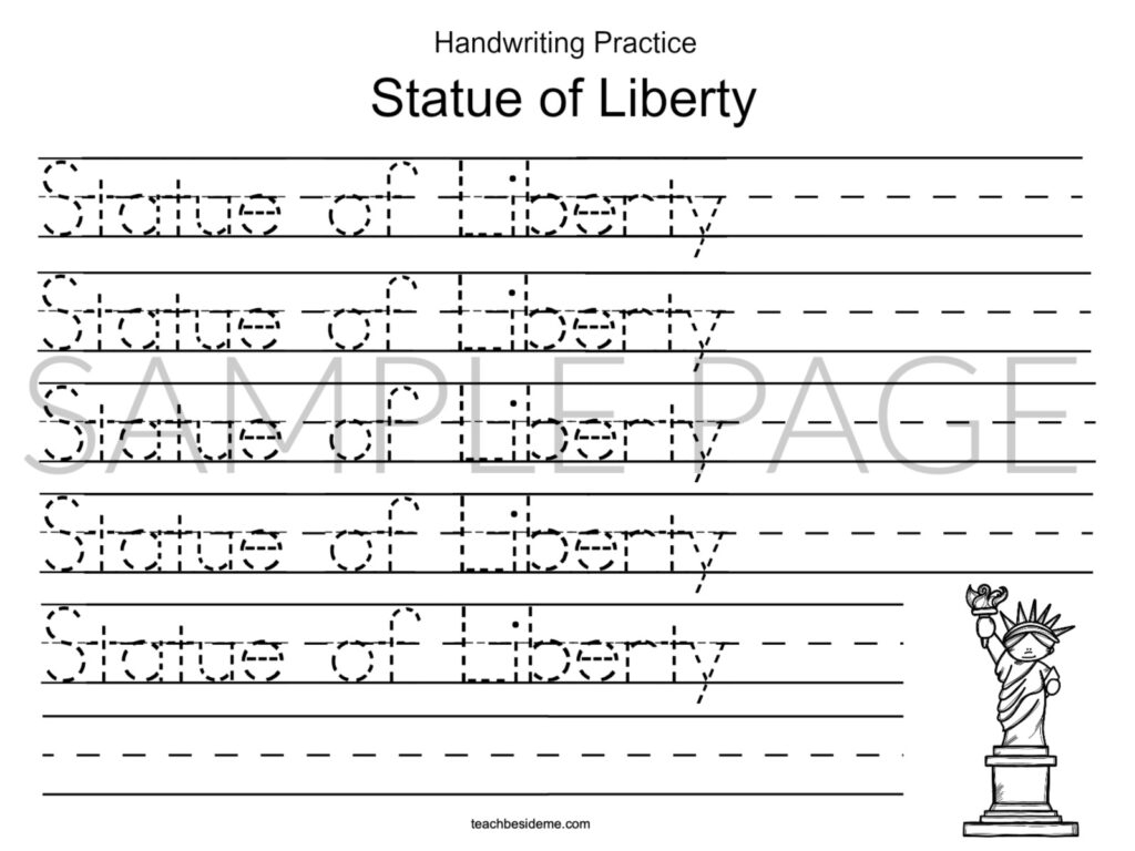 Worksheet ~ Usa Landmarks Handwriting Practice Teach Beside