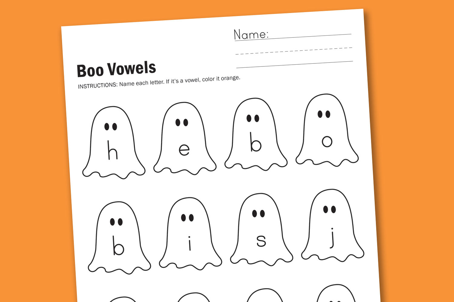 Worksheet Wednesday: Boo Vowels - Paging Supermom