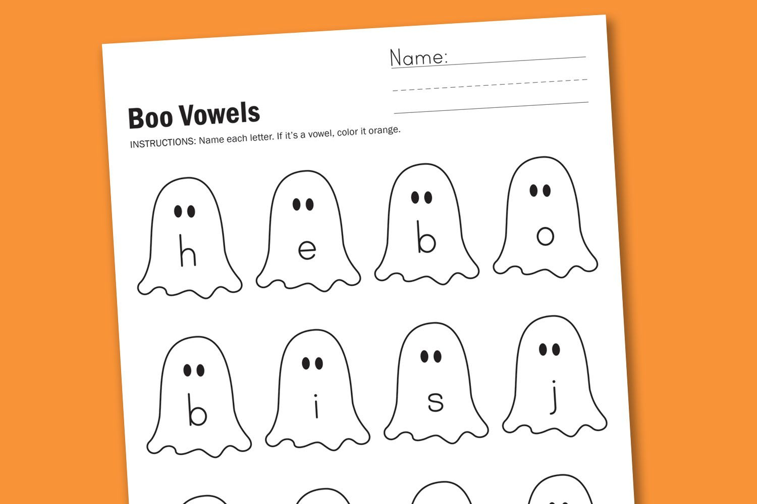Worksheet Wednesday: Boo Vowels | Vowel Worksheets, Vowel