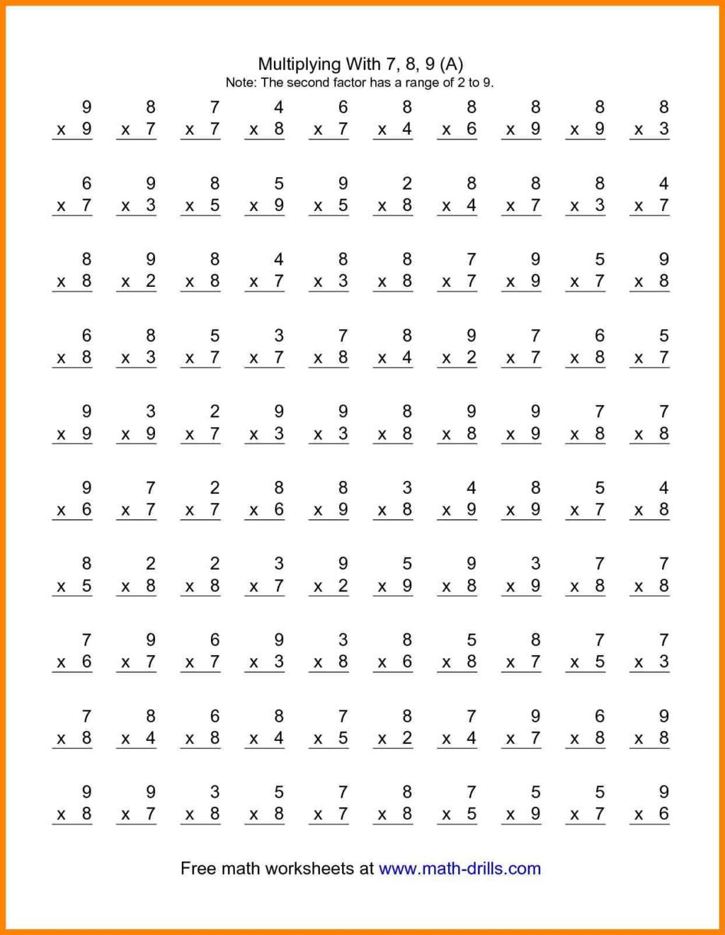 Worksheet ~ Worksheet 4Th Grade Multiplication Math Facts