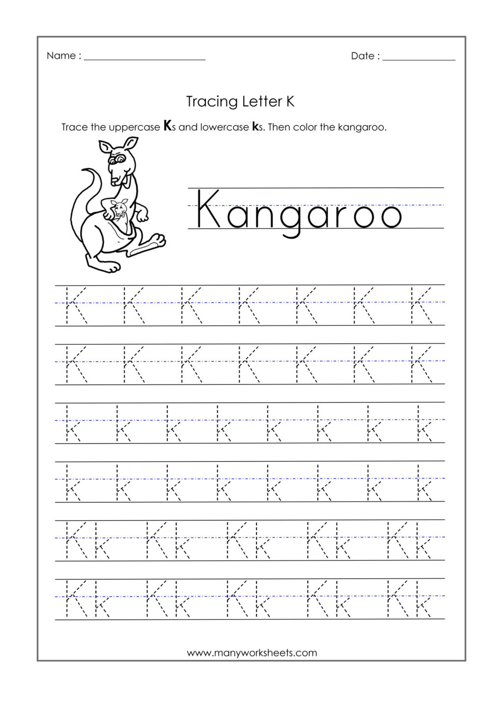 Worksheet ~ Worksheet Letter K Tracing Worksheets For with Letter K Tracing Worksheets Preschool