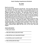 Worksheet ~ Worksheet Mr Sticky Third Grade Reading