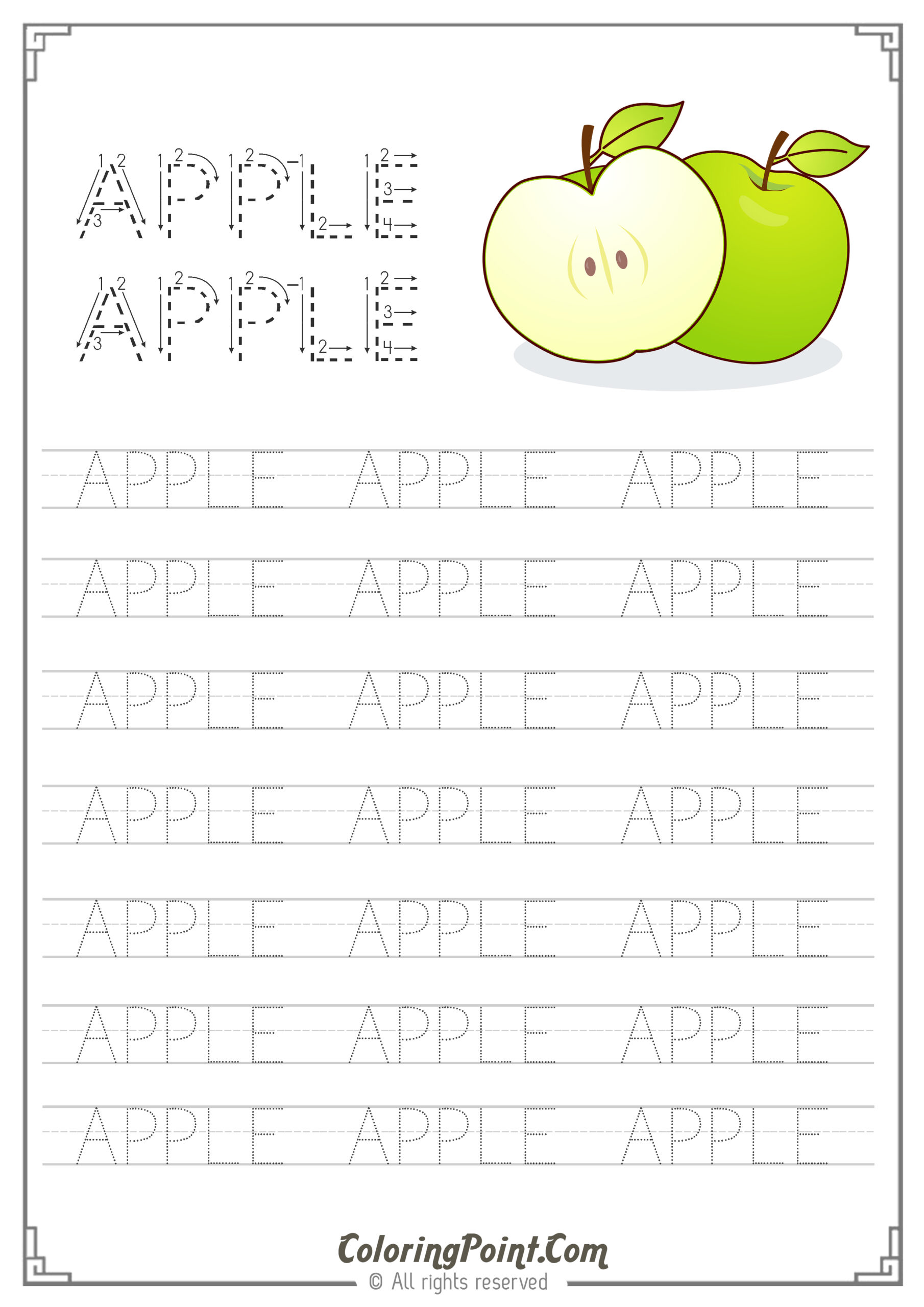 Worksheets : Apple Word Tracing Worksheet Worksheets Name