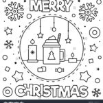 Worksheets : Merry Christmas Coloring Black Stock Vector