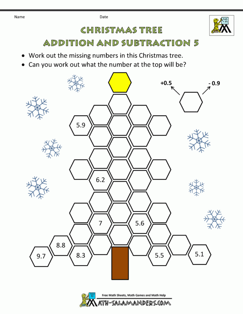 Xmas Math Sheet Christmas Tree Addition Subtraction 5.gif