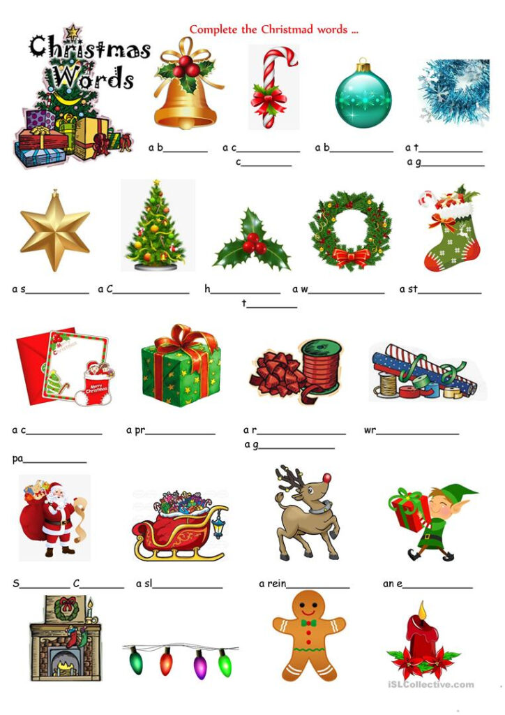 Xmas Words   English Esl Worksheets For Distance Learning