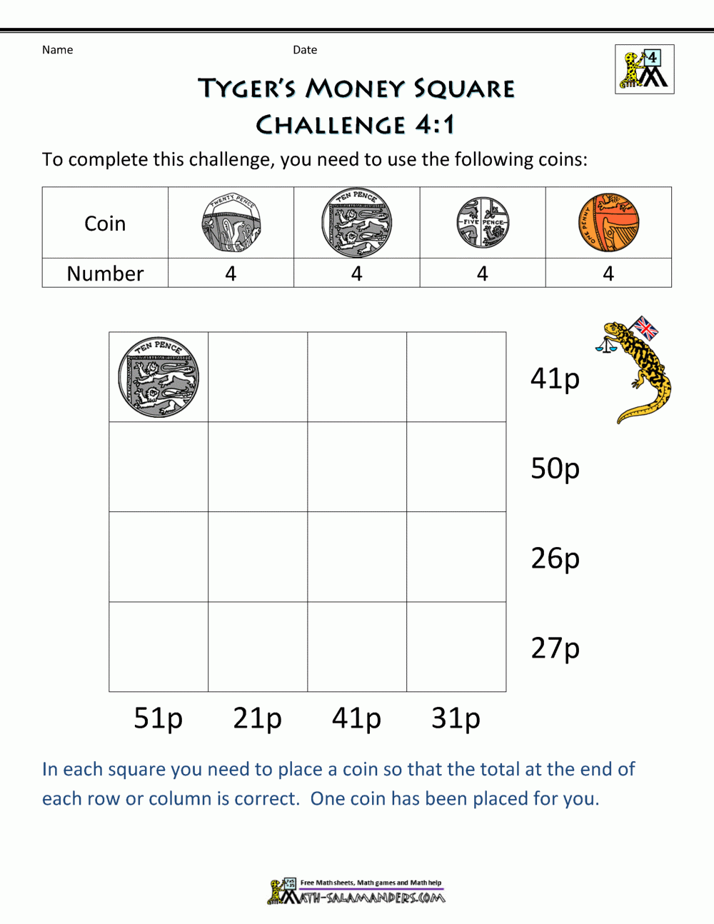 Year 4 Money Challenges