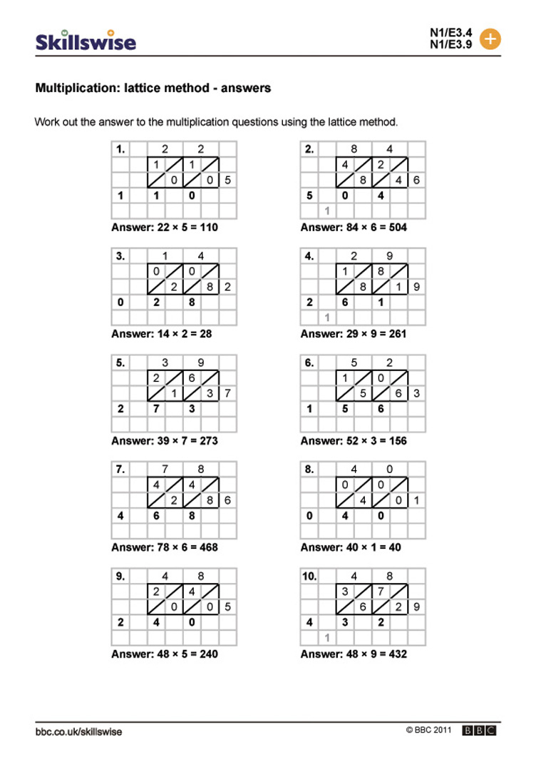 14 Best Lattice Method Worksheets Images On Worksheets Ideas