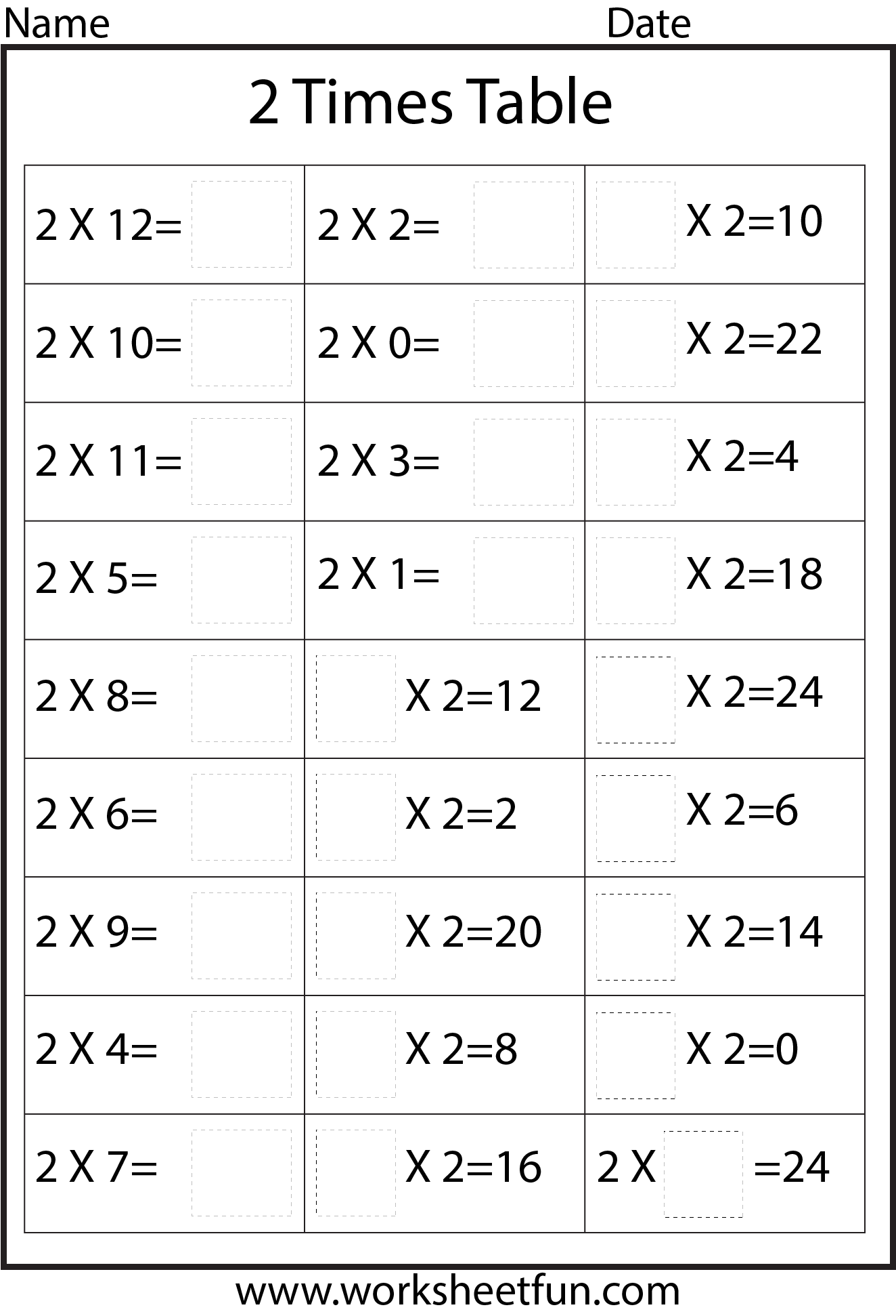 2 -12 Times Table Worksheets | Times Tables Worksheets, 2